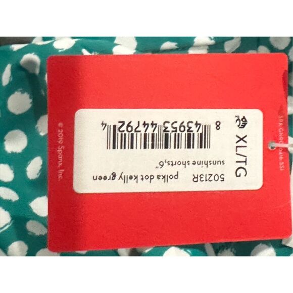 SPANX 6” sunshine shorts NWT size XL Kelly green polka dot - Picture 7 of 7